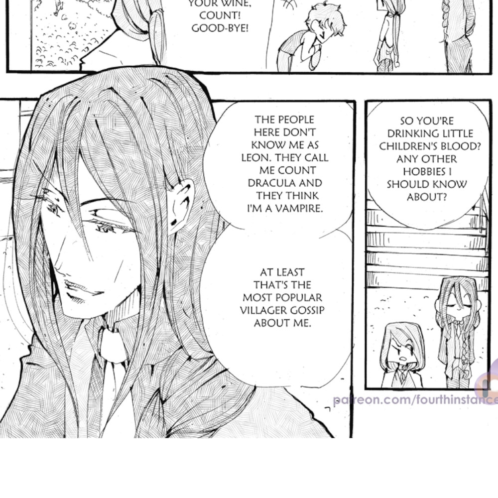 HasiAnn4I's tweet image. So sehen die Dorfbewohner Michael (Leon). Sie kennen ihn gar nicht als Leon oder als Michael, sondern halten ihn für einen Grafen, der Kinderblut trinkt.  Online Manga: fourth-instance.de/michael/

 #fourthinstance #demonicfantasy