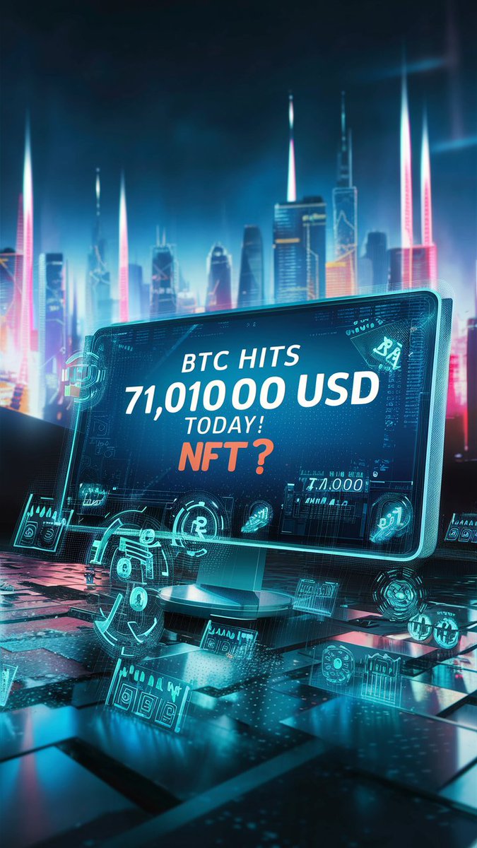 💥 #BTC breaks the $71k mark, and the crypto world is buzzing! This surge isn't just about Bitcoin – it's driving interest in NFTs too! As more people discover the potential of blockchain, digital art and collectibles are taking center stage. 🚀🎨 #NFTs #CryptoArt