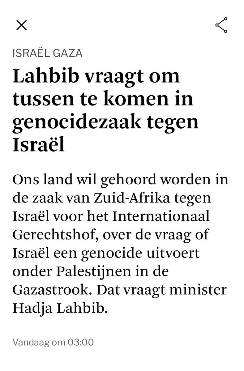 België wil als eerste land gehoord worden in #Genocide-zaak van Zuid-Afrika tegen Israël. Belangrijk signaal dat ons land betrokken is bij het lot van onschuldige burgers in de Gazastrook.  Internationaal humanitair recht moet door iedereen gerespecteerd worden. Altijd. @cdenv