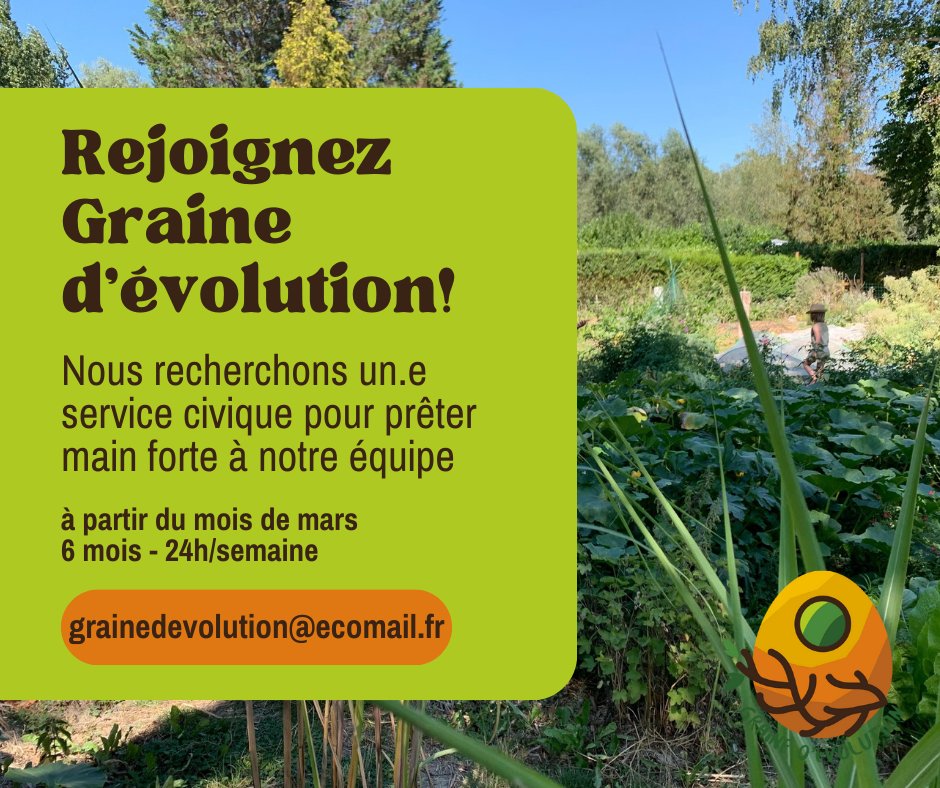 Osartis's tweet photo. 📢 Vous êtes passionné.e par l'environnement et les alternatives écologiques ? Graine d’Évolution recherche un.e volontaire en Service Civique pour une mission de 6 mois à partir de mars 2024, à raison de 24h/semaine à Palluel (62860). Pour tout savoir : https://t.co/AYSNkcuota https://t.co/aIiGA9PMFK