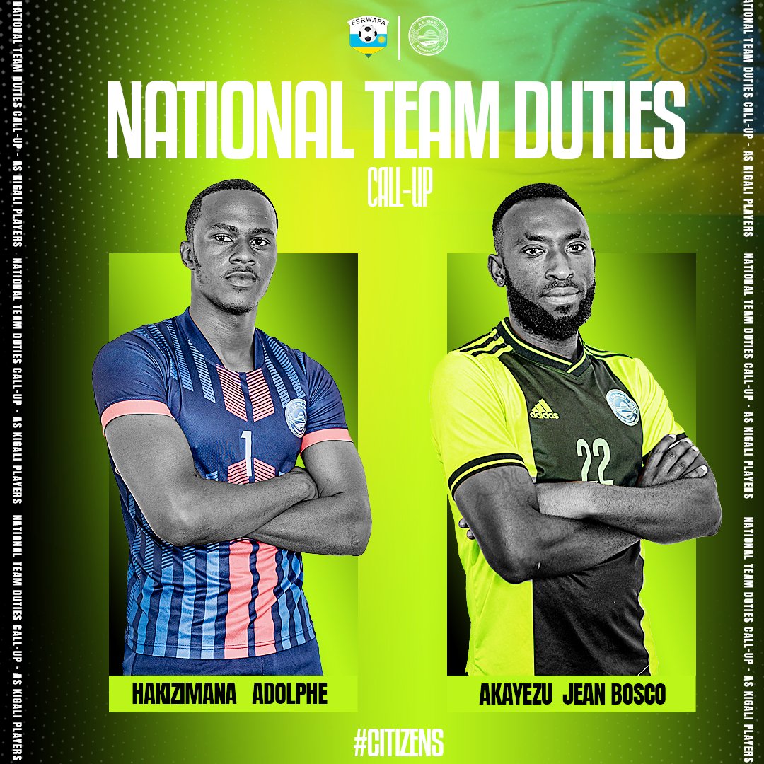 KigaliFC's tweet photo. Congratulations to our two players called up to the national team! 🌟🇷🇼 Wishing them the best of luck as they represent their country! 🍀⚽ #NationalTeamCallUp #citizens https://t.co/iD2xokIuzR
