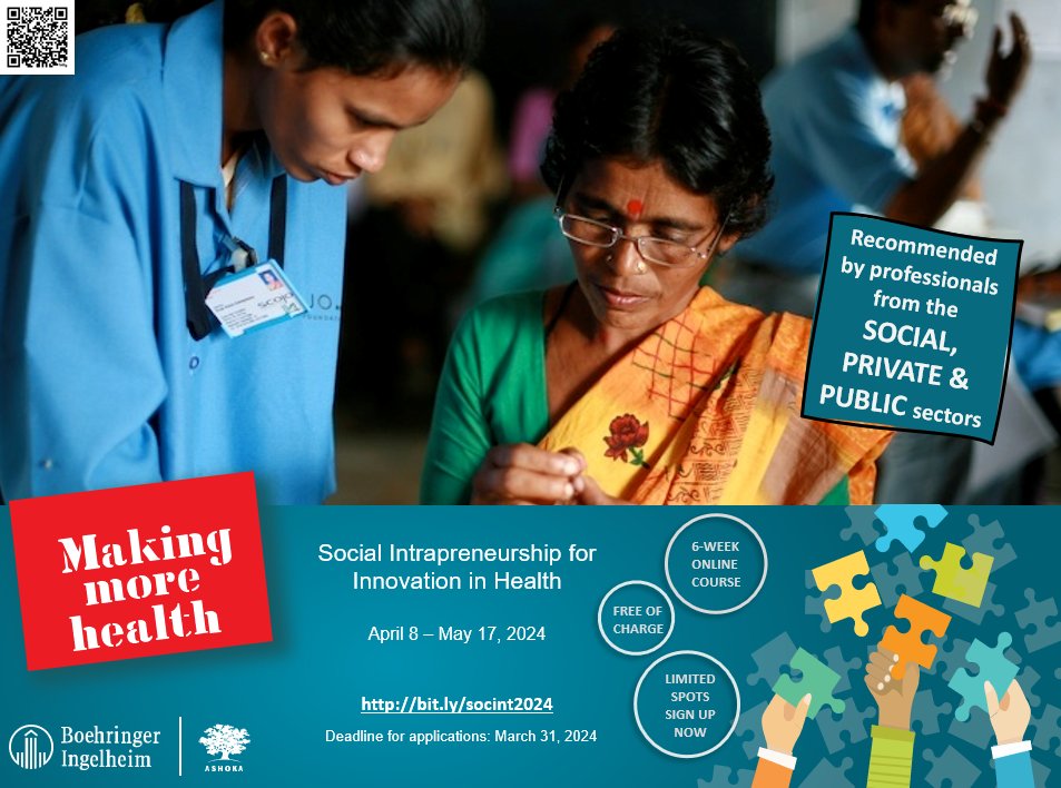 Learn more about social innovations in healthcare in this 6-week course w/ <a href="/Boehringer/">Boehringer Ingelheim</a> and <a href="/Ashoka/">Ashoka</a>: bit.ly/socint2024 #MakingMoreHealth

#health #healthcare #online