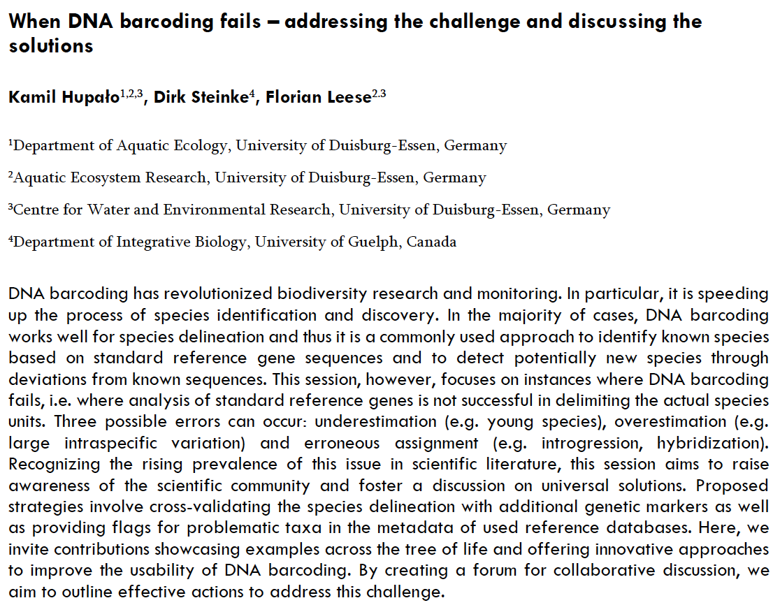 #iBOL2024 conference is finally back with cutting-edge research on DNA-based methods for studying #biodiversity! 🥳Strongly encourage joining! Along with @leeselab & @dirch3 we invite contributions to our special session on curious cases when DNA barcoding fails...😮🧐🤔More ⬇️