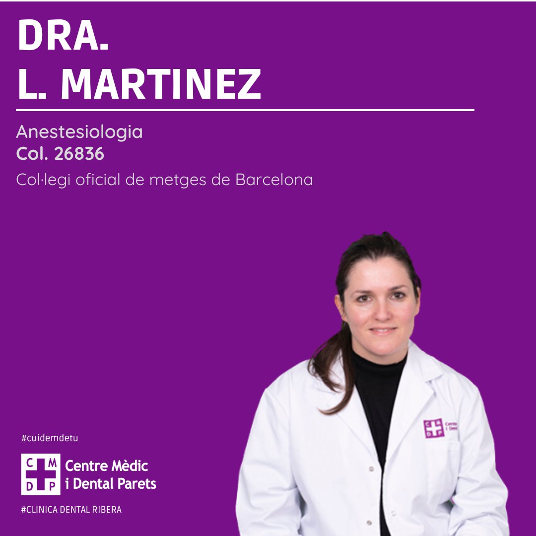 🩺Dins del nostre equip mèdic, tenim a la doctora L. Martinez, especialitzada en #anestesiologia.

👉 + info: #bio 
#cmdparets #centremedicidentalparets #paretsdelvalles #clinicadentalribera #serveismedics #pacient #pacientcentremedic #especialitatmedica #diagnosticmèdic #metge