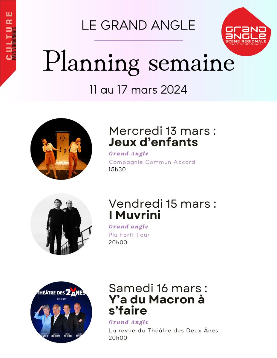 Le Planning de la semaine au Grand Angle avec du cirque, du théâtre et de l'humour ! 🎭🎪