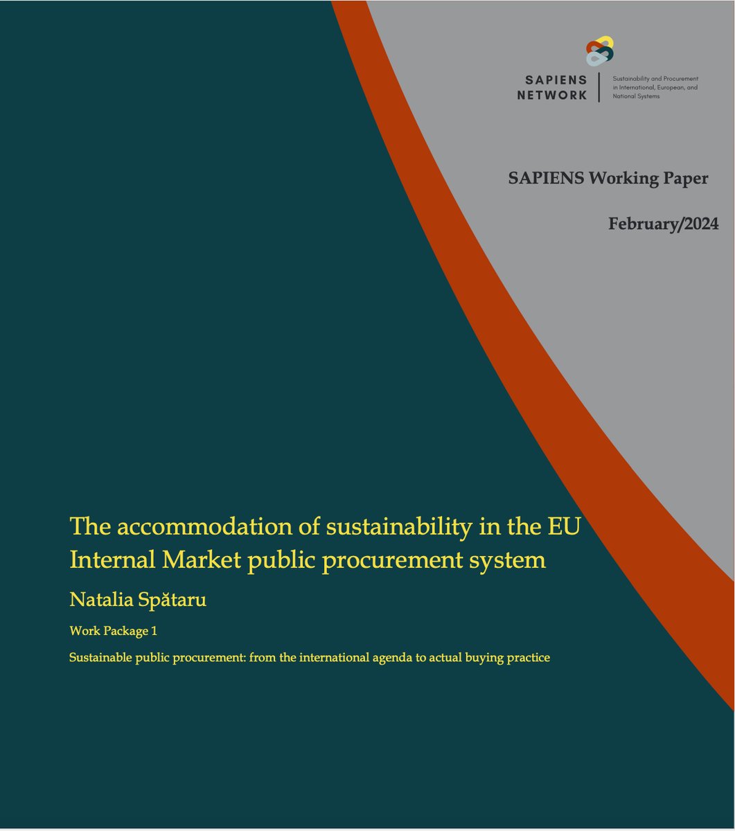 📣 New release: The 3rd paper in our series explores the EU Public Procurement law & sustainability nexus. Natalia Spataru unveils how integrating sustainability can reshape trade and procurement practices for a greener future. 🌱💼 #EUPublicProcurement 🔗lnkd.in/eKVch8UX
