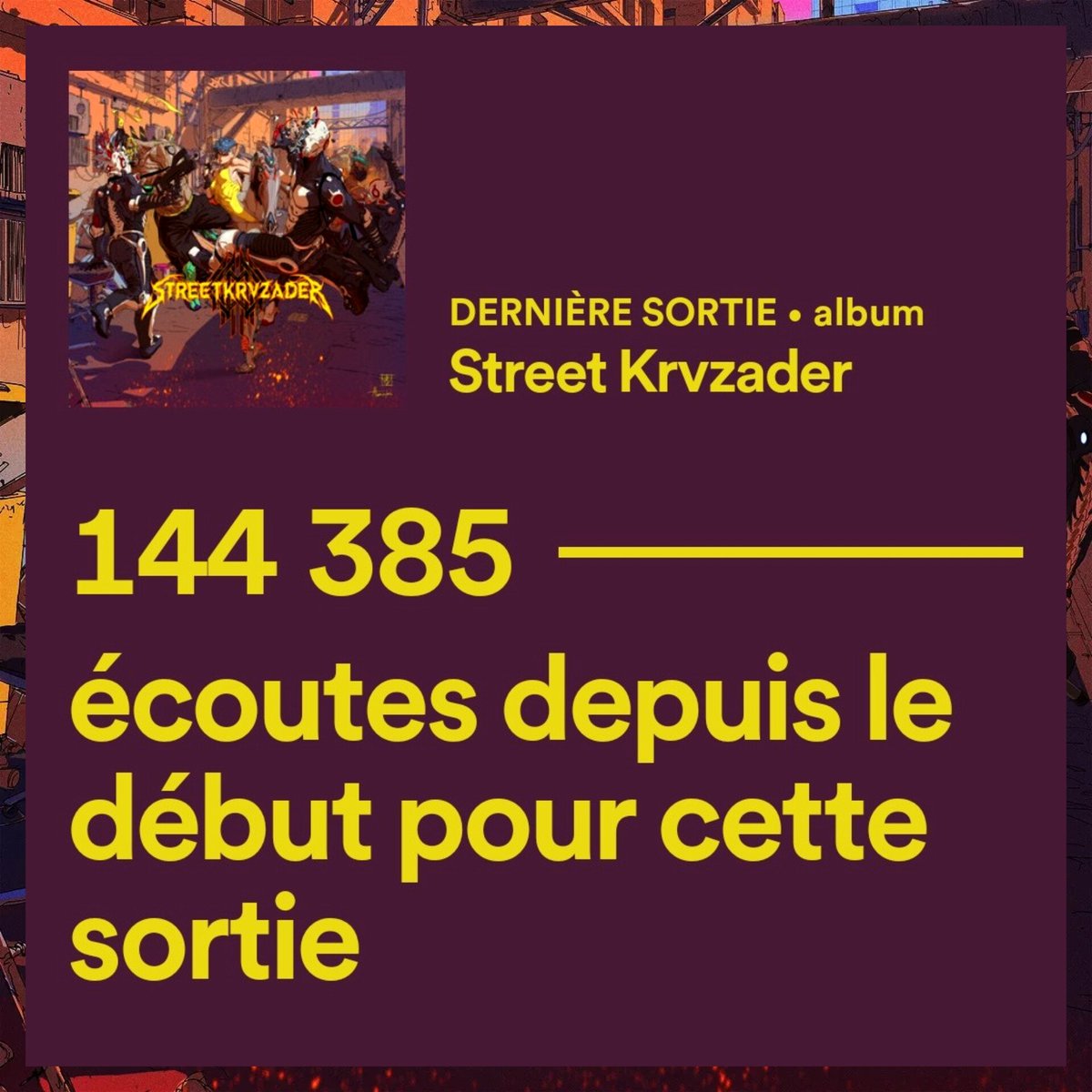 Over 140k streams for STREET KRVZADER! Thanks everyone for your amazing support! 🔥 👊 🔥