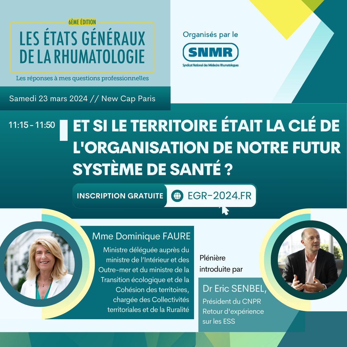 LeSNMR's tweet photo. Et si le territoire était la clé de  l'organisation de notre futur système de santé ? Rejoignez-nous lors de  la 6ème édition des États Généraux de la #Rhumatologie, pour discuter des  nouvelles stratégies de santé territoriales : https://t.co/UOFRfgvuw7 https://t.co/tovi885IAl