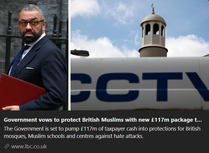 Government vows to protect British Muslims with new £117m package to beef up mosque and school security

lbc.co.uk/news/british-m…

#GovernmentFunding #Muslims #Islam #Mosques #Security