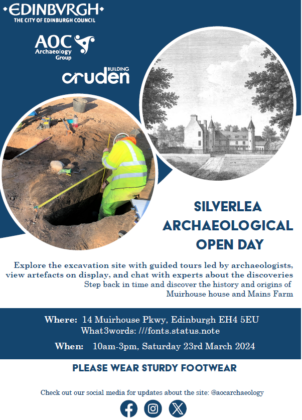Excavations have started at Silverlea, Muirhouse, Edinburgh at the site of a 17th century tower house, C19th Mansion, Walled Garden & Mains farm. Date for your diaries - open day Saturday 23rd! @Edinburgh_CC
