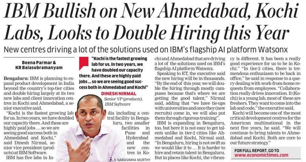 ra5esh's tweet image. കേരളം  😍
❤️അടുത്ത അഞ്ച് വർഷത്തിനിടെ ഐബിഎമ്മിൻ്റെ ലോകത്തിലെ തന്നെ ഏറ്റവും പ്രധാനപ്പെട്ട ഡെവലപ്മെൻ്റ് സെൻ്ററാക്കി കൊച്ചിയെ മാറ്റുമെന്നാണ് കമ്പനി പ്രഖ്യാപിച്ചിരിക്കുന്നത്. 
❤️വളരെ പോസിറ്റീവായിട്ടുള്ളതും നാടിൻ്റെ വികസനം പ്രത്യക്ഷത്തിൽ തന്നെ തെളിയുന്നതുമായ ഒരു വാർത്ത.
#IBM #KeralaIT