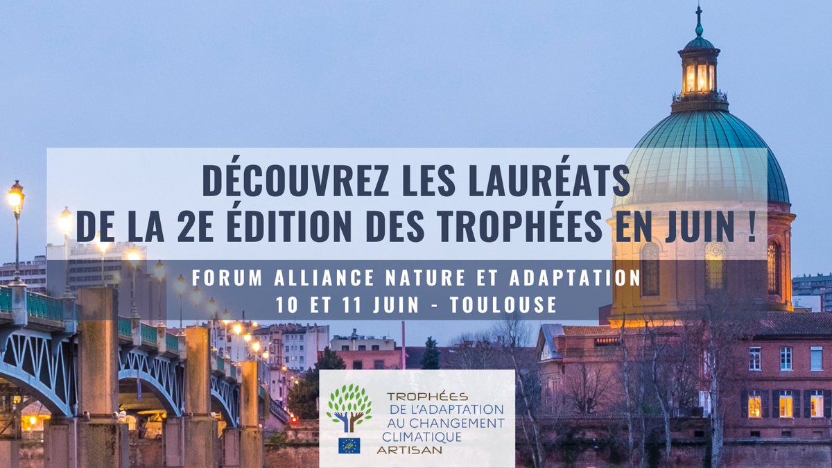 Les candidatures pour les Trophées 🏆 sont closes !
📢 Restez à l'écoute pour découvrir les lauréats et rejoignez-nous lors de la remise des prix, au Forum Alliance Nature et Adaptation, à Toulouse, les 10 et 11 juin !