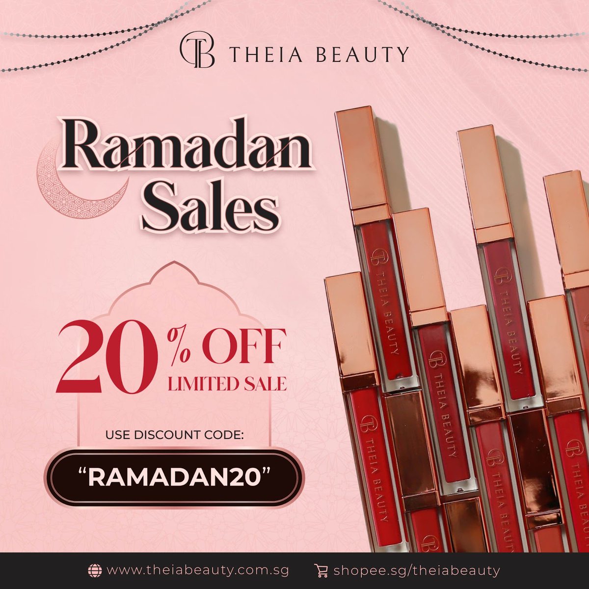 priya64's tweet photo. Celebrate Ramadan with Theia Beauty: Exclusive 20% Off Sale! Code Ramadan20: https://t.co/w9dEjGQ2gx
#CrueltyFree #TheiaBeauty #longlasting #lightweight #beauty #makeuptrends #veganlipstick #transferproof #vegan #LipstickLove #mattelipstick #makeuplover #makeup #Ramadan2024 https://t.co/atrN2Ghmm2