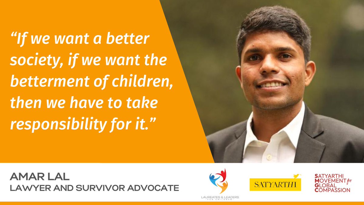 Amar Lal, youth activist, #ChildLabour survivor, &amp; human rights lawyer has dedicated himself to realising children's rights, &amp; at today's conclave he makes an impassioned plea.