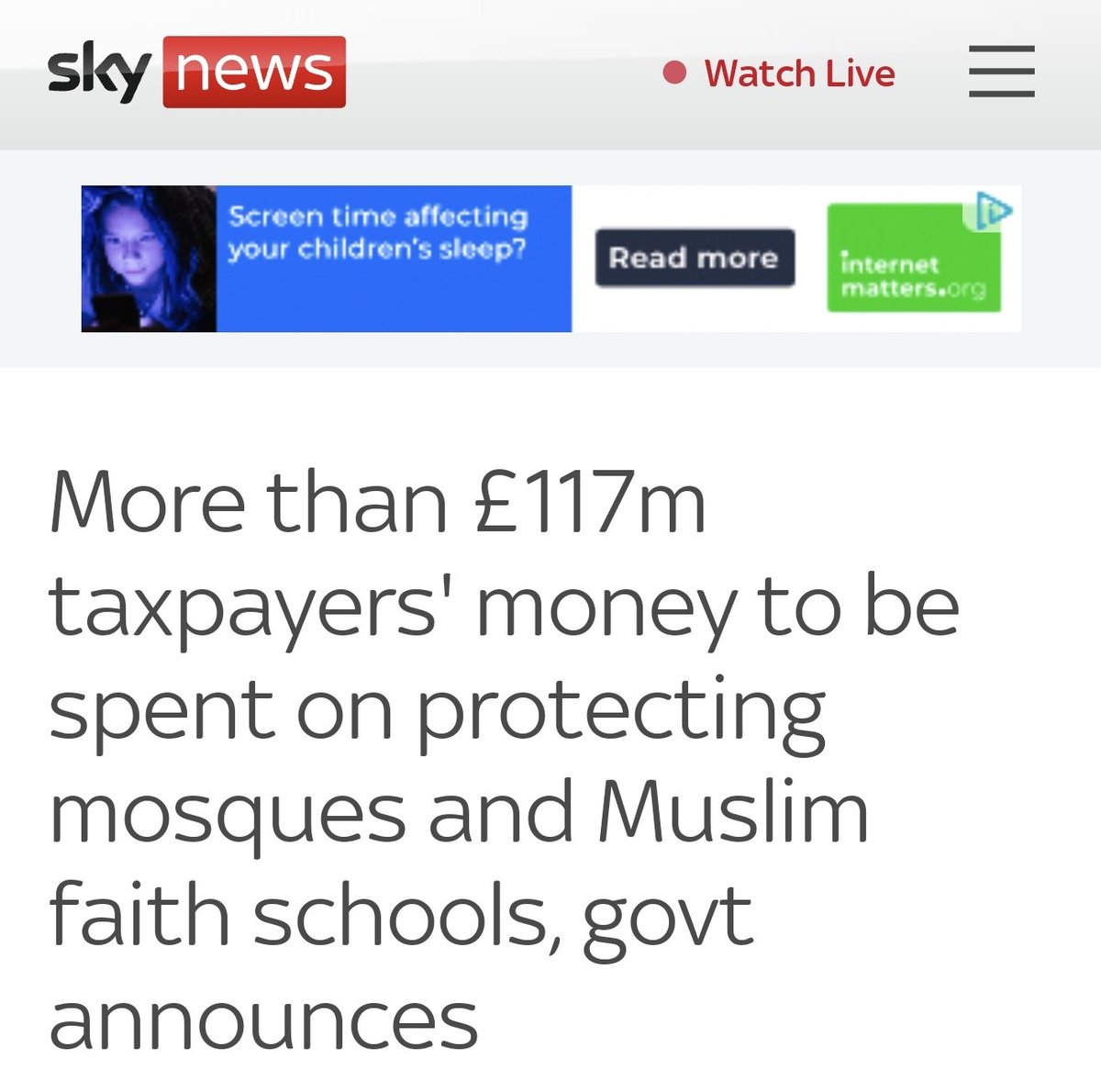 How does @SkyNews justify this disparity in headlines? Why is support for security for Muslim institutions not framed in the same way as support for security for Jewish institutions? Really unacceptable.