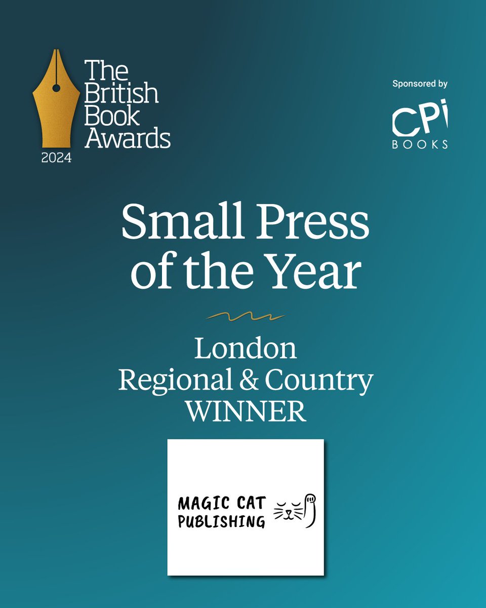 @CPIGroup_ @bansheelit @LittleIslandBks @3dtotal @SweetCherryPub @fly_press @404Ink @ScotStreetPress @DFB_storyhouse @Duckbooks @PeirenePress @FireflyPress @LucentDreaming @eandtbooks Congratulations to our joint winner of Small Press of the Year Award for London, @publishing_cat! 🎉 The press had 'further phenomenal growth, especially internationally.' Meet all of our Winners, here: bit.ly/42NolOC #Nibbies #BritishBookAwards