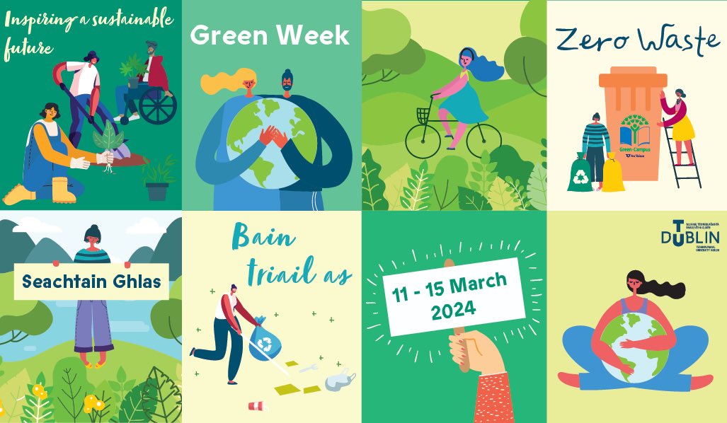 #TUDublinGreenWeek is launched & running at all campuses from today Mon 11 - Fri 15 March. Check out the 90+ activities from litter picking, walks on campus, Climate Fresk workshops, screenings, bike service clinics, tree planting, seminars, & much more. tudublin.ie/explore/about-…