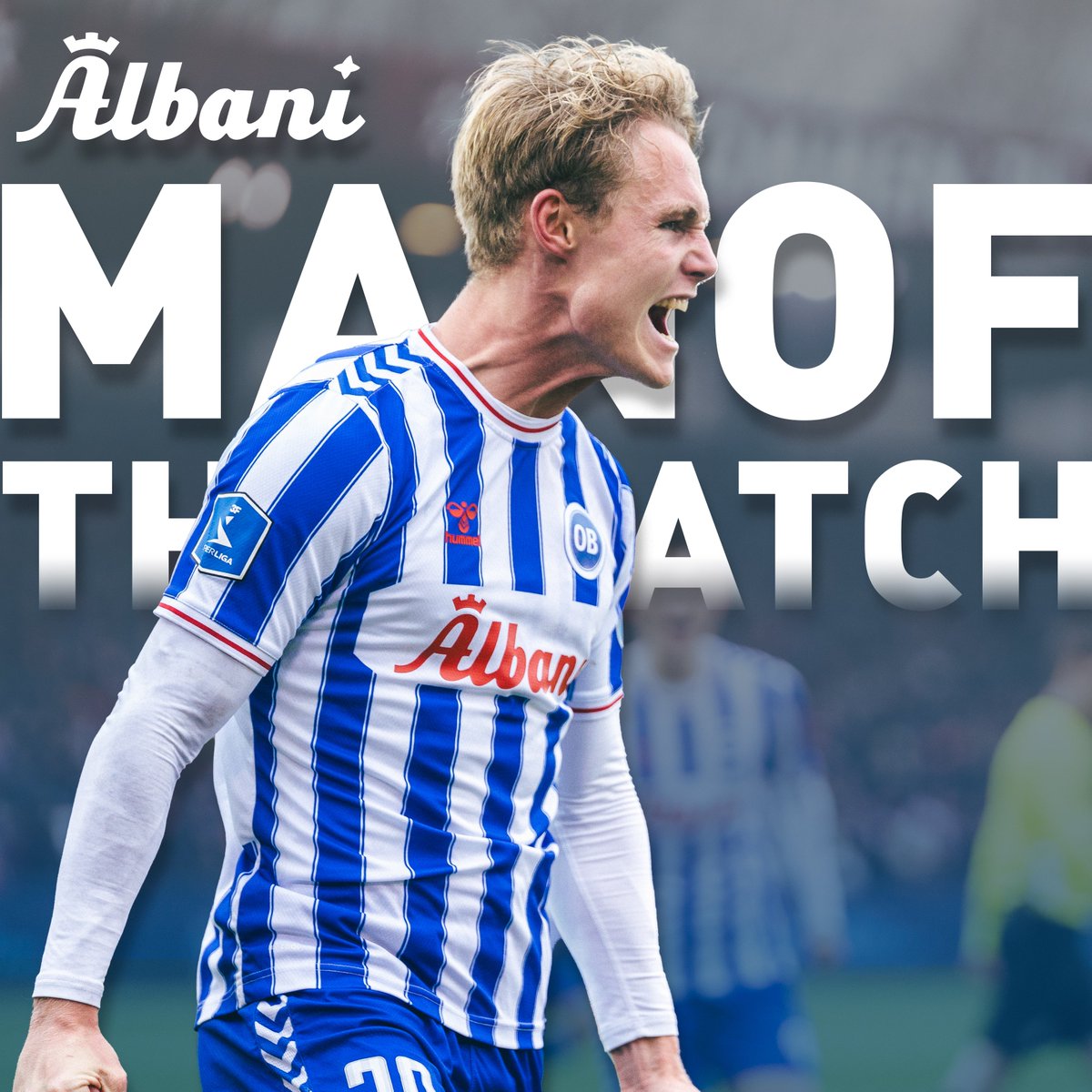 Max Fenger steg til vejrs og stangede os foran, da vi i går besejrede Vejle Boldklub 💪🔵⚪️

Derfor blev matchvinderen også kåret til Albani Man of the Match i fan-appen 🏆📲

#obdk #enafstriberne #vbob #sldk