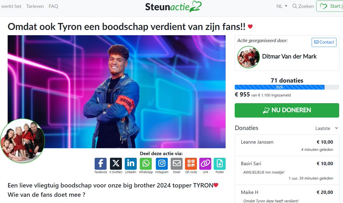 b_brother2025's tweet image. Het is afgezaagd, maar toch willen de Fans van Tyron ook graag wat doen steunactie.nl/actie/omdat-oo…  #bigbrothernlbe #Tyron