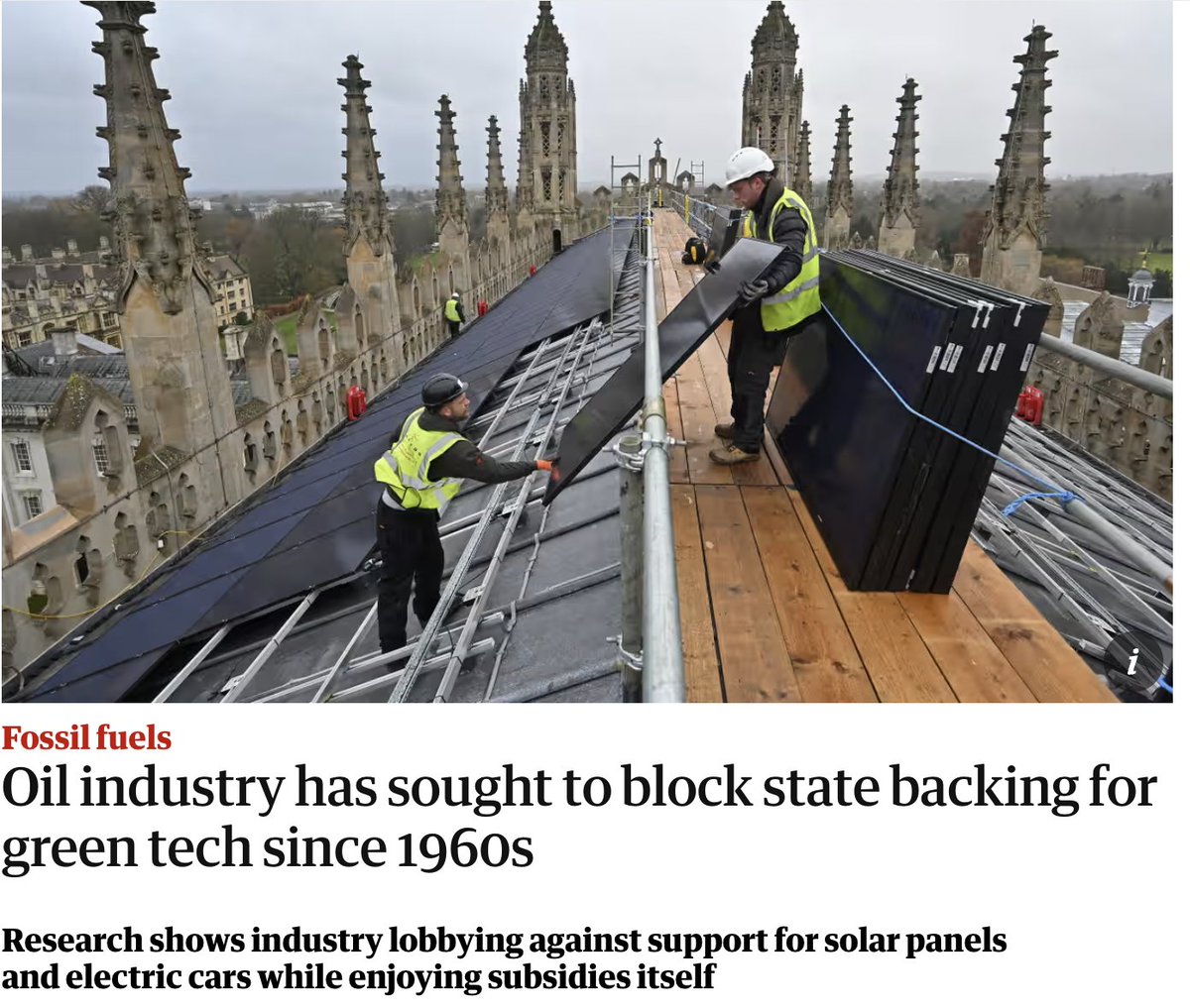 NEW: The oil industry has been lobbying against green subsidies since the 1960s.

During the same time, fossil fuel companies have enjoyed trillions of dollars in state backing.

They're wrecking the planet for profit while everyone else pays the price.