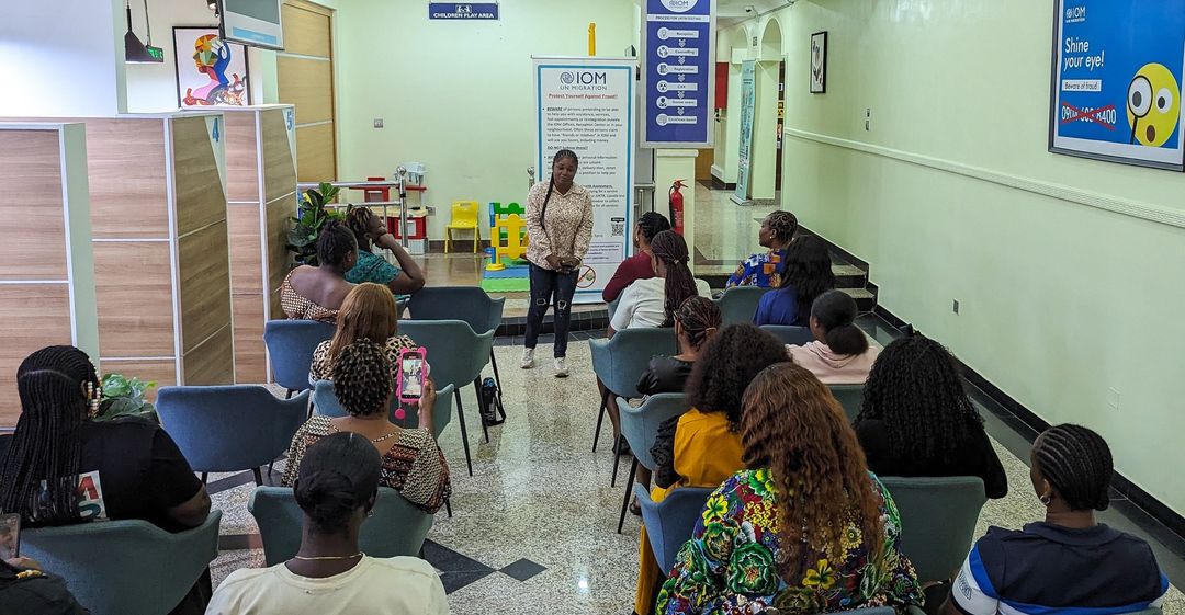 IOM_Nigeria's tweet photo. To mark #IWD2024, IOM colleagues in the Benin Sub-Office held a discussion on how to address gender-based violence and empower women.

It was also the occasion to celebrate the unwavering determination of 4 outstanding Nigerian women who returned to Benin with IOM's support. https://t.co/60XP7A4RMD