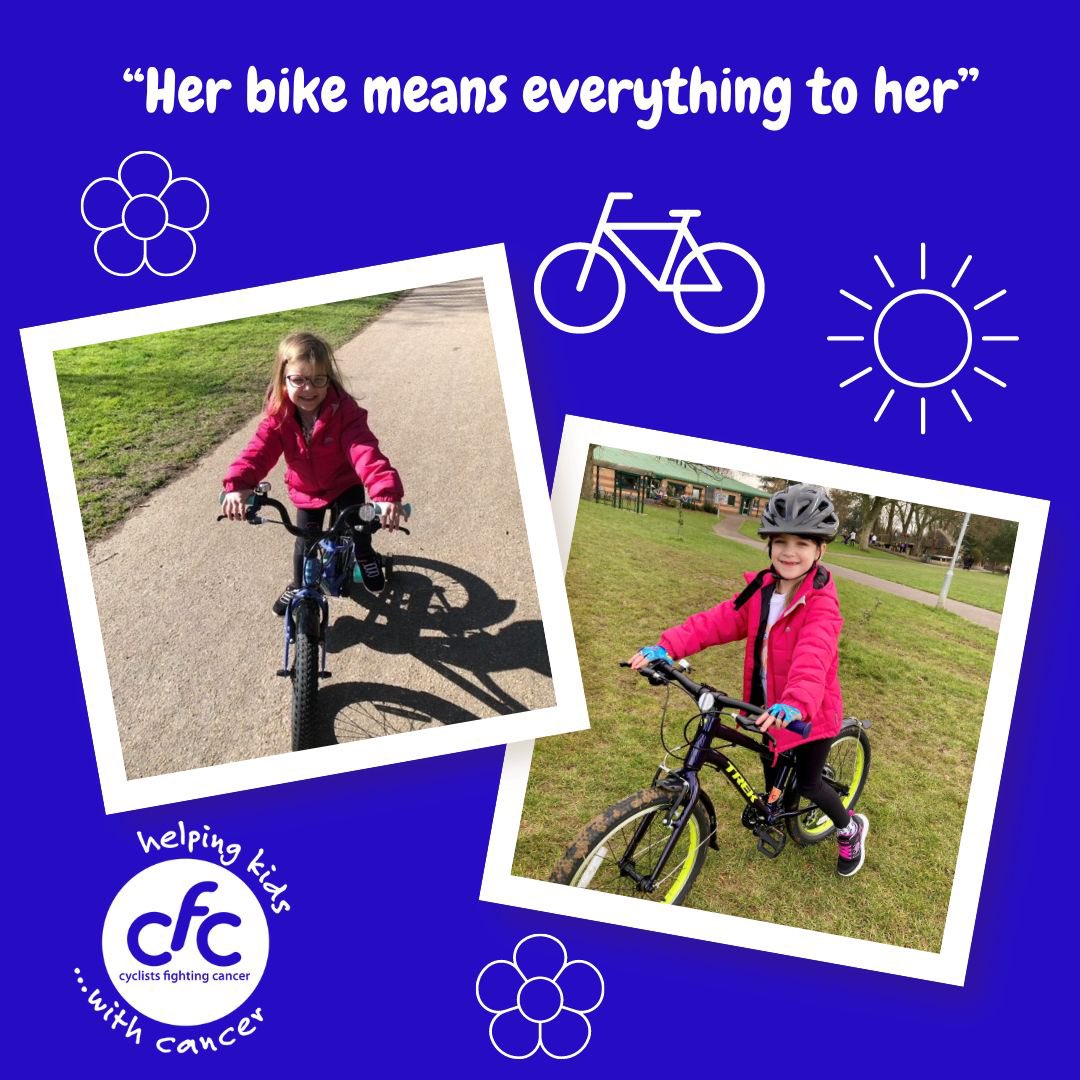 Imogen was diagnosed with leukaemia at 2 years old and has many side effects from the treatment. She received her first CFC bike in 2021 and then her second in October last year. Mum says, “Thank you so much for Imogen’s bike, she absolutely loves her new big girl’s bike!