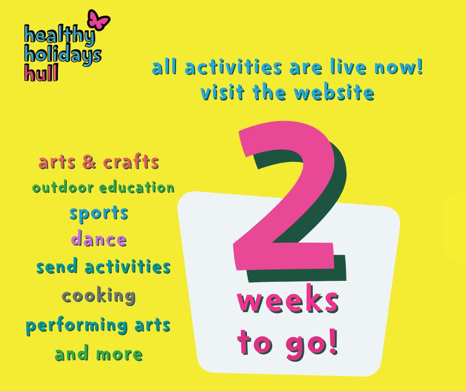 💥Today is the day! 💥 Visit our website to find out all the details of the programme! You don't want to miss out on the opportunity to enjoy FREE activities for children and young people living in Hull. healthyholidays.org #HealthyHolidaysHull #HAF2024 @educationgovuk