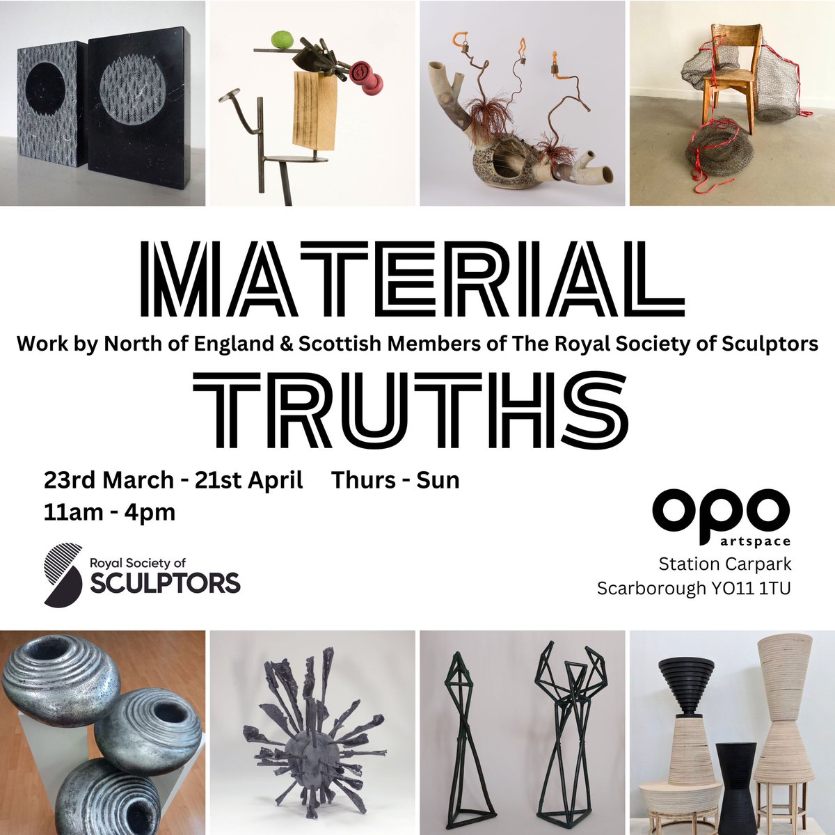 Save the Date - Saturday 23rd March 2-4pm Join the artists to celebrate the opening of Material Truths, an exciting show of contemporary sculpture by 22 North of England and Scottish members of the Royal Society of Sculptors. @Royal_Sculptors @YSPsculpture @HMILeeds