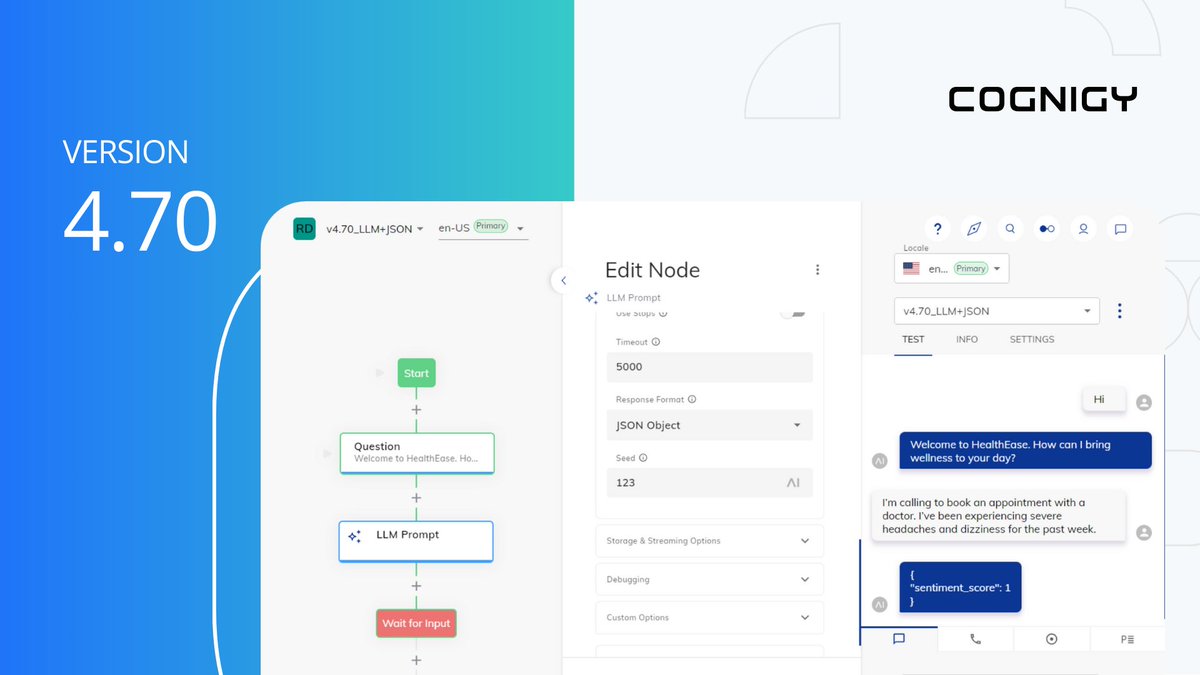 🚀 Exciting news! Cognigy v4.70 is here, introducing groundbreaking new features for advanced LLM orchestration and lifelike voice conversations at scale! Explore the power of Cognigy v4.70 today! Learn more: hubs.la/Q02nT_BJ0 #Cognigy #VoiceAI #AI #LLM