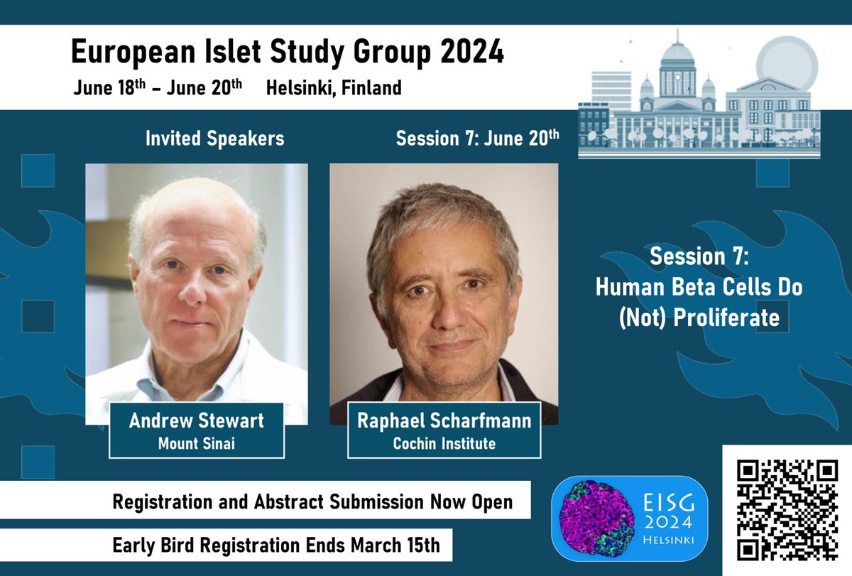 'Human Beta cells do (not) proliferate' - Do not miss this provocative and exciting debate between Andrew Stewart and Raphael Scharfmann on #EISG24_Helsinki 🇫🇮session 7. Send your abstracts for short oral and poster presentations‼️