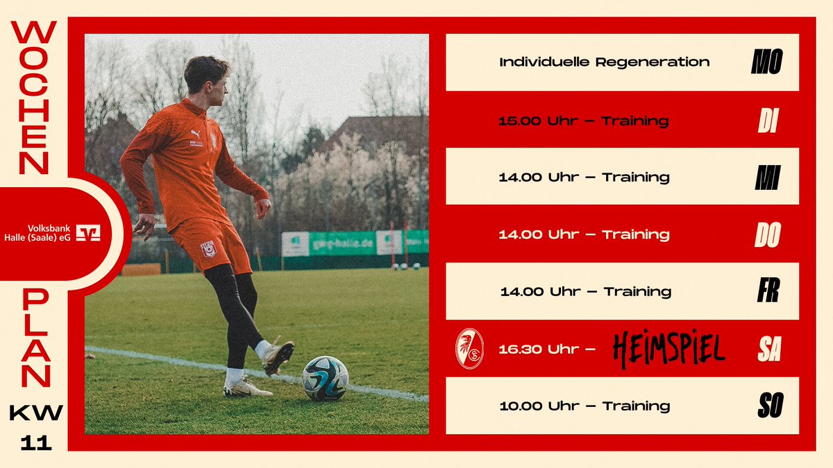 HallescherFC's tweet photo. Hinein in die Heimspielwoche ❤️🤍 #NurZusammen #HFCSCF https://t.co/DeMMt4JaSx