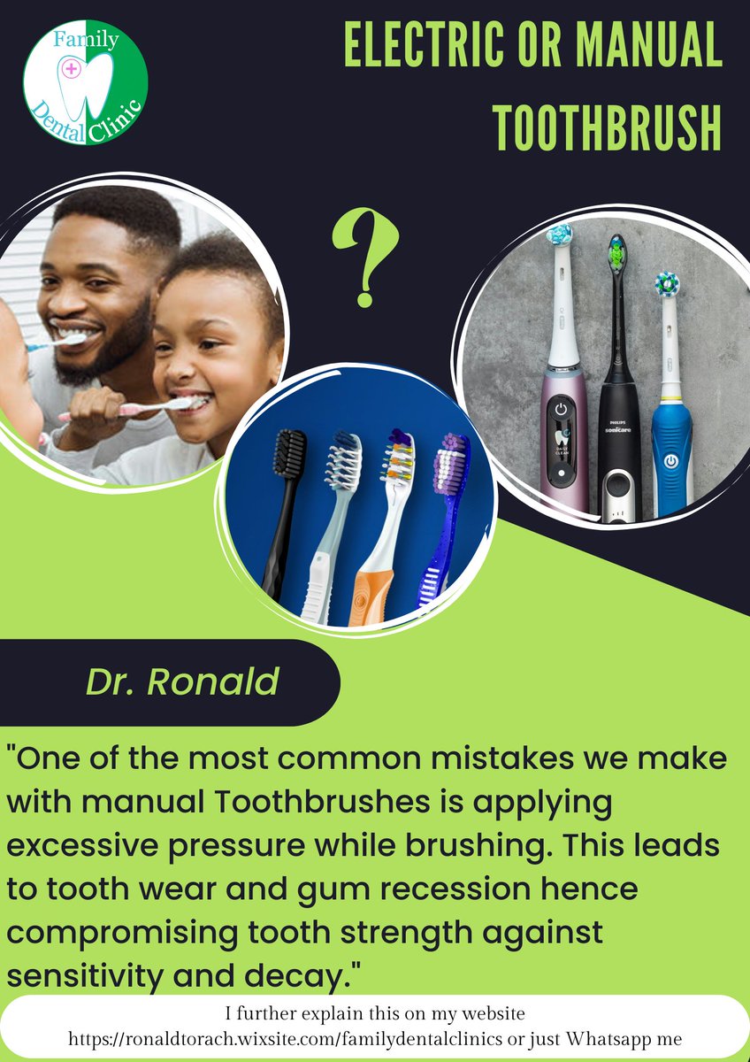 TorachDentist's tweet photo. One of the most common mistakes we make with manual toothbrushes is using excessive pressure on brushing. This leads to enamel abrasion and gum recession over time, exposing their tooth roots and setting them up for sensitive teeth or future tooth decay. 
#winnie #KampalaCreme https://t.co/dc7PUAD1n0