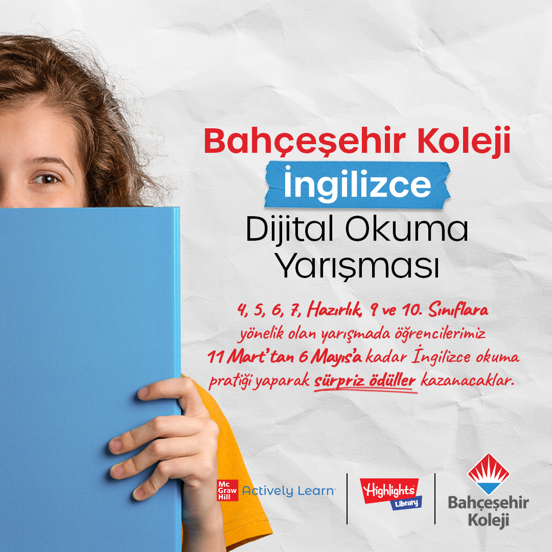 bahcesehir_k12's tweet photo. 🌟 Bahçeşehir Koleji İngilizce Dijital Okuma Yarışması ile kitapların arasında bir yolculuğa çıkmaya hazır mısın? 📘
İngilizce okuma pratiği yaparak sürpriz ödüller kazanma şansı 11 Mart - 6 Mayıs tarihleri arasında seni bekliyor!

#BahçeşehirKoleji https://t.co/Lkq47XekWZ
