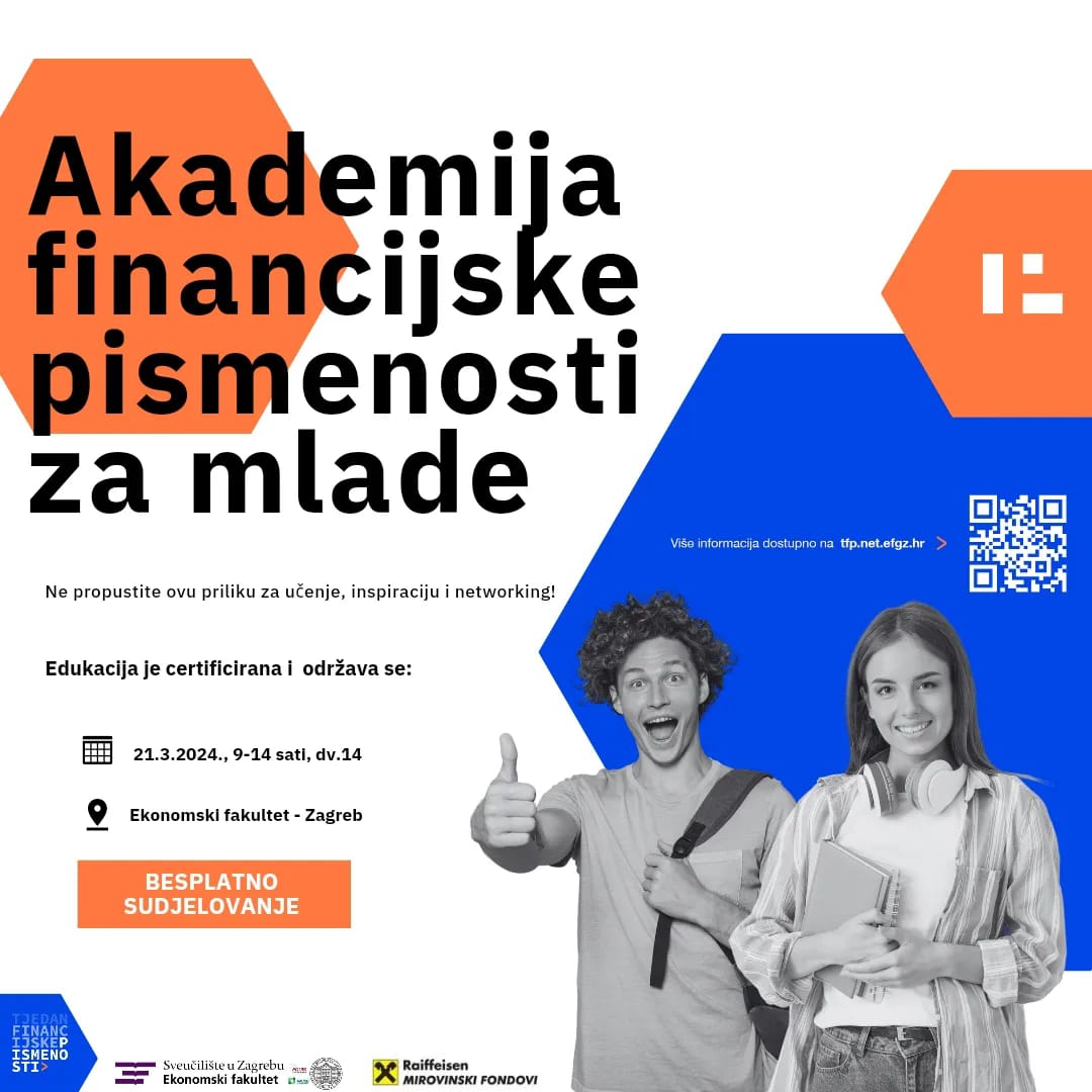SveucilisteZG's tweet photo. 📢 U Tjednu financijske pismenosti na Ekonomskom fakultetu održat će se besplatne radionice i predavanja na temu 𝗳𝗶𝗻𝗮𝗻𝗰𝗶𝗷𝘀𝗸𝗲 𝗽𝗶𝘀𝗺𝗲𝗻𝗼𝘀𝘁𝗶 za mlade – prijave traju do 18. ožujka. ✍️📅
🔗👉 https://t.co/pX1H4ukCOO
#UniZg #mojesveuciliste #radionica #predavanje https://t.co/Dwru0KYaqo