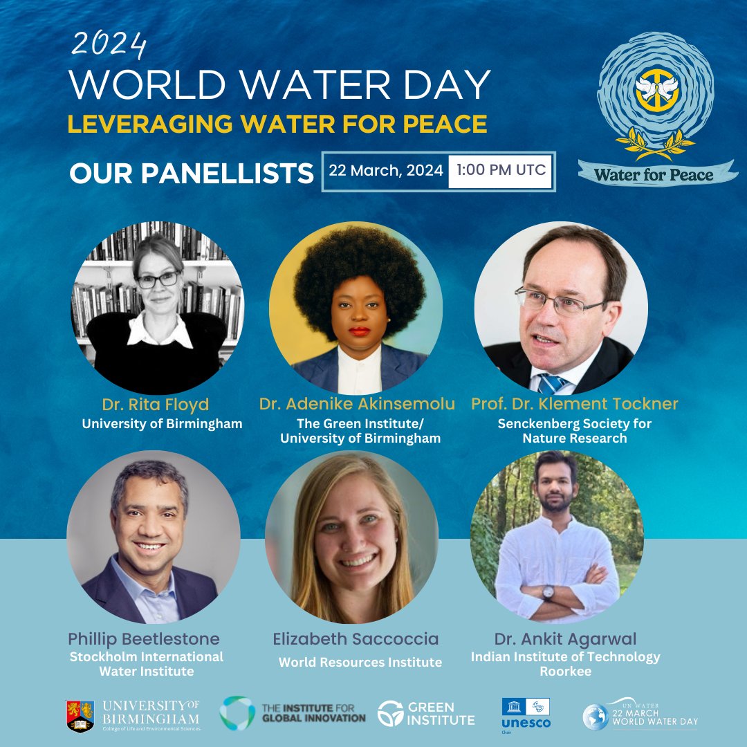 Join us for a thought-provoking panel session on #WWD2024 on 'Leveraging Water for Peace.' 

Let's come together to harness the potential of water as a force for positive change.

Register- greeninstitute.ng/wwd2024

<a href="/KlementTockner/">Klement Tockner</a> <a href="/Ank_iitR/">Dr. Ankit Agarwal</a> <a href="/IAHS_AISH/">IAHS_AISH</a> <a href="/unibirmingham/">Uni of Birmingham</a> <a href="/iitroorkee/">IIT Roorkee</a>