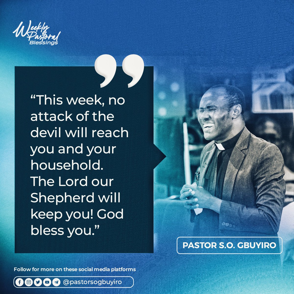 You're welcome to your week of divine protection !

#weeklypastoralblessings
#newweekblessings 
#pastorsogbuyiro 
#cacyouthdirector 
#christapostolicchurch