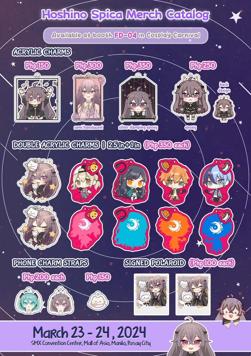hoshinospica's tweet photo. [RT 💖] hoshinospica coscarni merch catalog! @ ✨ FD-04 ✨

official post woah :o but i'll be going and selling @ FAAC &amp; Eggy's booth ! drop by &amp; say hi :3
pre-orders open until 3/21⬇️

📅 Mar 23 - 24, 2024✨SMX Convention Center
#CosplayCarnival2024 #FanFairAtCosplayCarnival2024 https://t.co/gnIPh46EqT