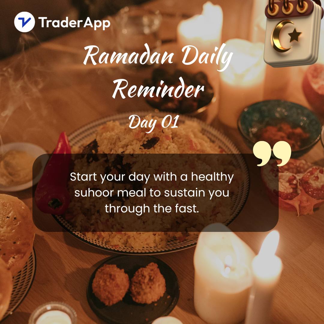 traderapp's tweet photo. Suhoor is more than just food but is our fuel for the day ahead. Remember, a well-balanced suhoor sets the foundation for a fulfilling day of fasting.  #RamadanMubarak #Suhoorsustenance #Blessedbeginnings #RamadanMubarak #Blessings  #EidMubar https://t.co/197fsUNhsm