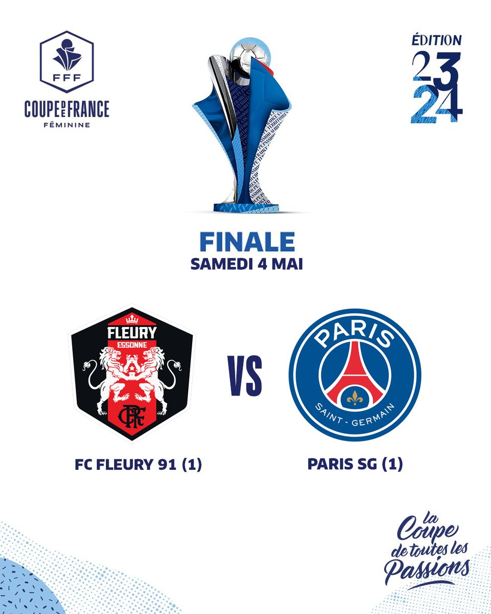 🏆 𝗨𝗻𝗲 𝗳𝗶𝗻𝗮𝗹𝗲 𝟭𝟬𝟬% 𝗳𝗿𝗮𝗻𝗰𝗶𝗹𝗶𝗲𝗻𝗻𝗲 🔥 ⚔️@FCF91_feminines 🆚 @PSG_Feminines 🏟️ Stade de la Mosson - Montpellier 📅 Samedi 4 mai #CoupeDeFrance
