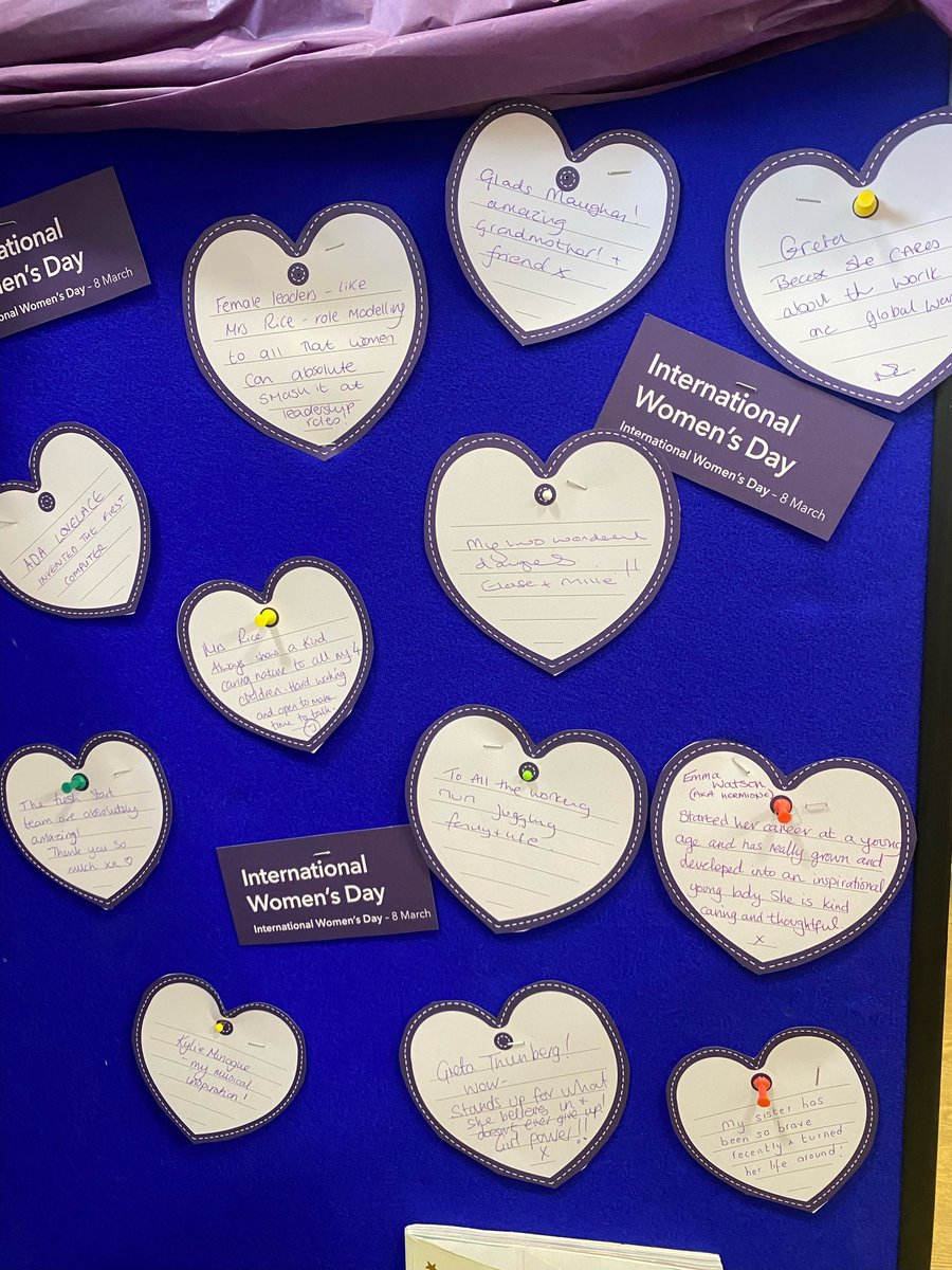 DeanshangerS's tweet photo. On Friday we celebrated International Women's Day @DeanshangerS. Many people wrote down an inspiring women in their life.💜 #AspirelWD24 #InspireInclusion #BeingCoop https://t.co/pgh0QLfRec