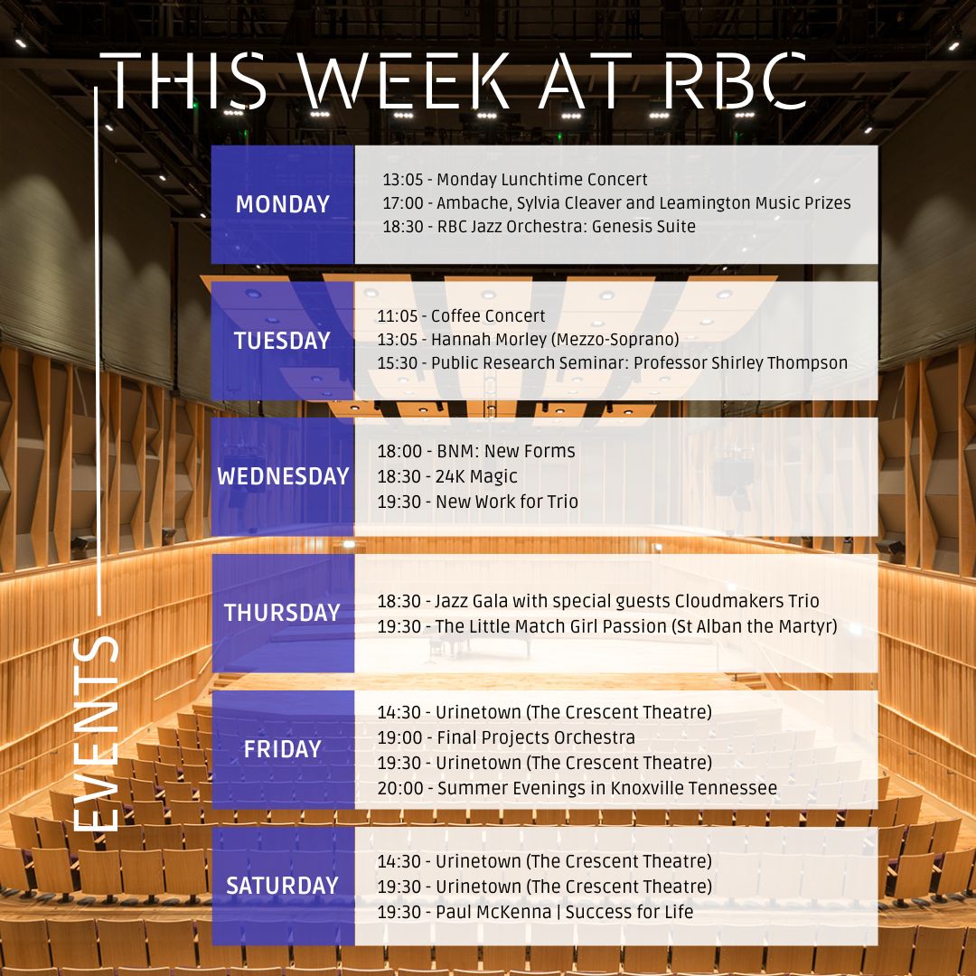 🎭✨ Get ready for a week filled with extraordinary performances showcasing the talent at RBC! 🎟️Check out all the events! bit.ly/3tSE4OW 🎟️