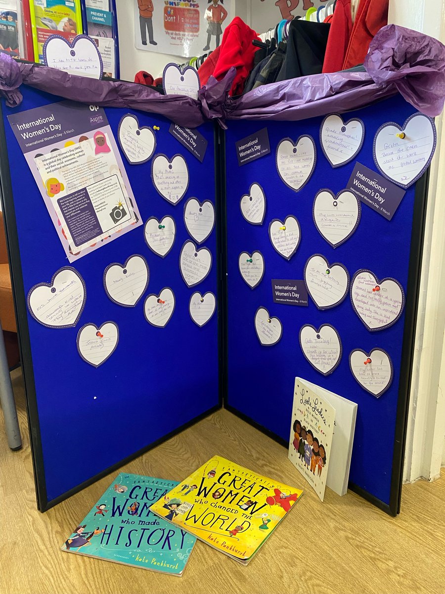DeanshangerS's tweet photo. On Friday we celebrated International Women's Day @DeanshangerS. Many people wrote down an inspiring women in their life.💜 #AspirelWD24 #InspireInclusion #BeingCoop https://t.co/pgh0QLfRec