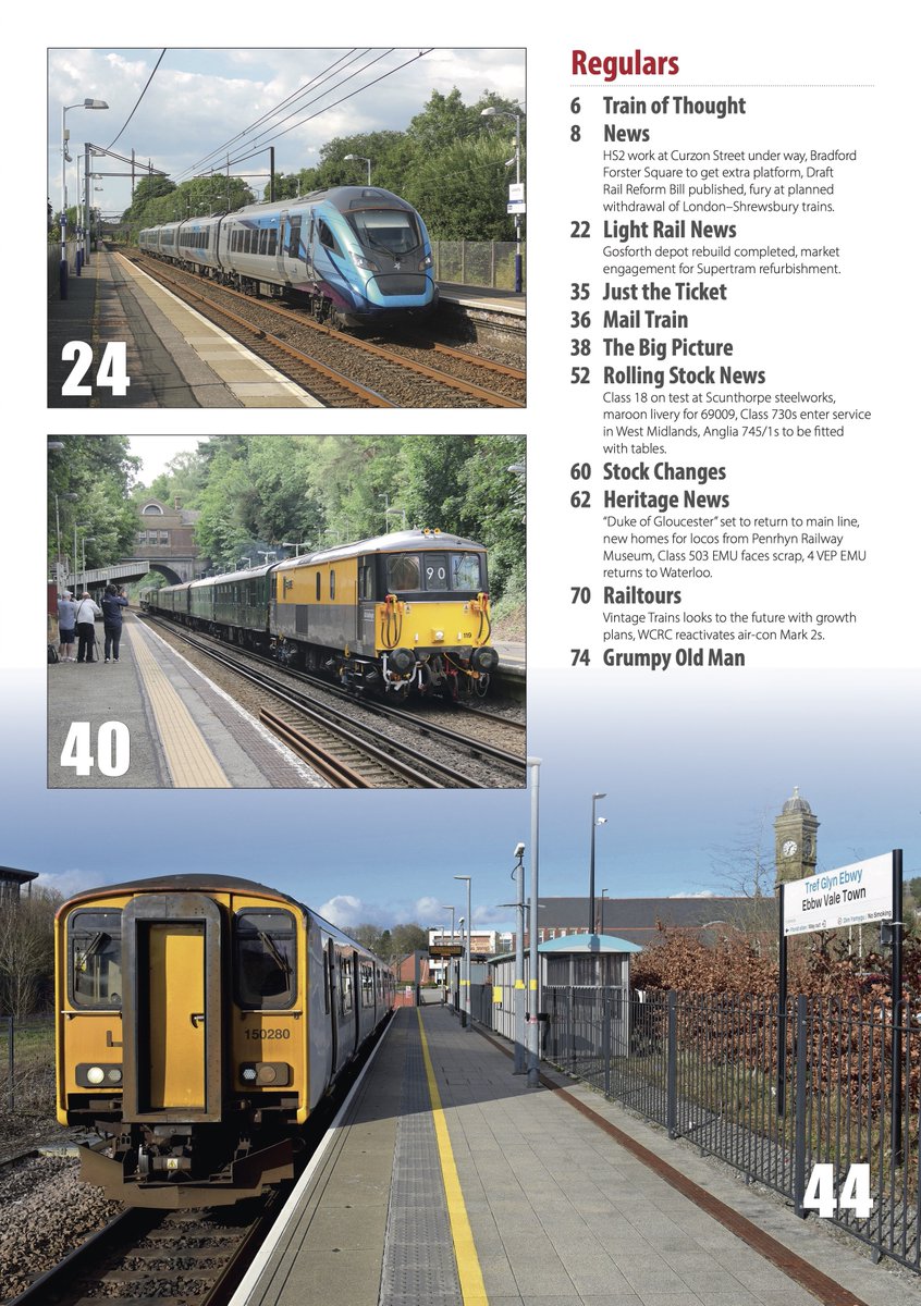 TR UK 266, which includes a look at Glasgow's Subway, an update on the TransPennine Route Upgrade, a review of the Cl73s still in main line service, a guide to the Ebbw Vale line & all the latest news from the UK rail network is now on sale. For more, see: bit.ly/TRUK266