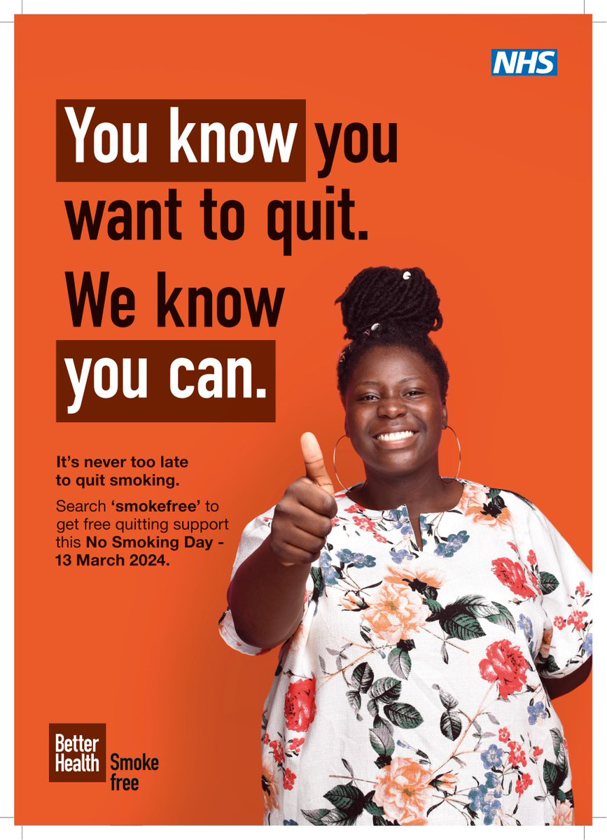 It’s never too late to quit smoking. When you stop smoking, there are almost immediate improvements to your health. You can quit smoking this No Smoking Day – Wednesday 13 March nhs.uk/better-health/… #NoSmokingDay