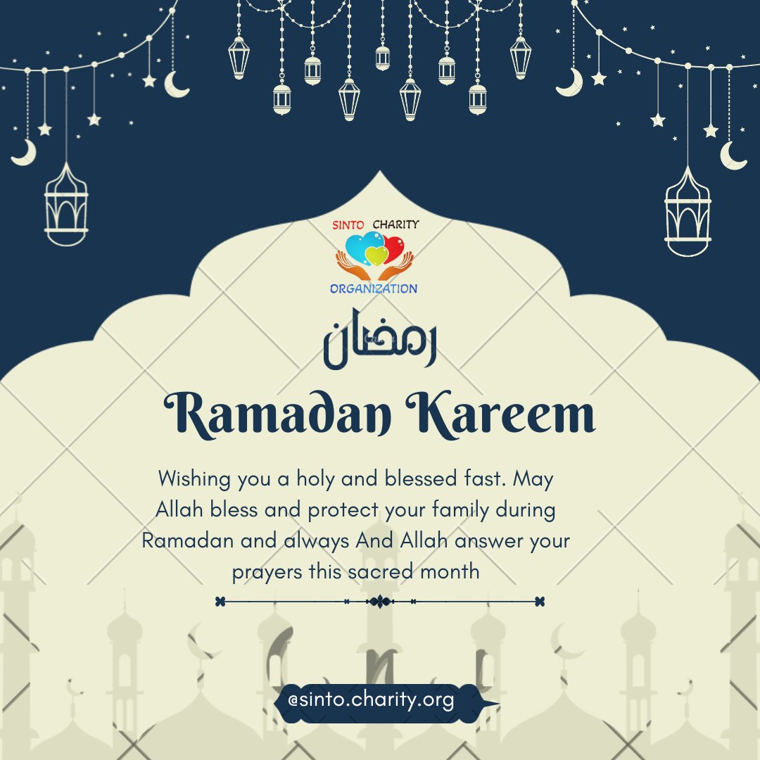 sintocharityorg's tweet photo. Ramadan Kareem to all those observing! May this holy month bring you peace, blessings, and spiritual fulfillment.
#GodAboveAll
#ScoFamily
#WonderfulPeople
#ramadanmubarak 
#RamadanKareem https://t.co/6GCKNnRyID
