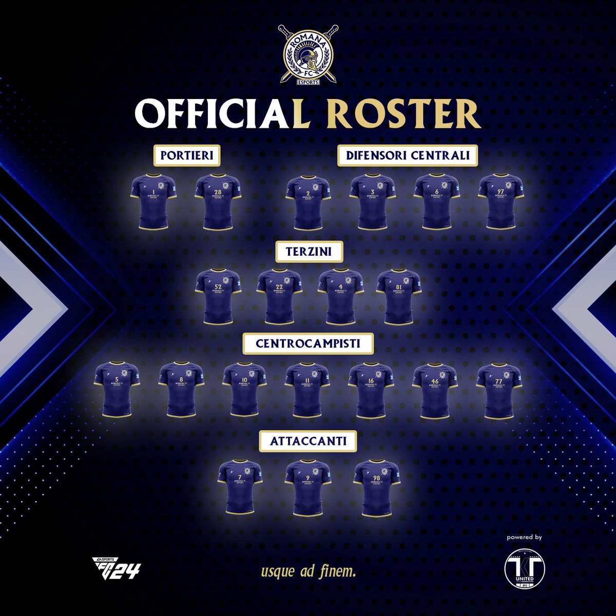 Atletico Lodigiani Esports (@tktunited) on Twitter photo ๐ฆโฌ๏ธ RMN Official Roster 2024
Mesi per costruire questa squadra. Tempo sottratto a famiglia e lavoro per far sรฌ che tutto fosse perfetto.
Adesso sta solo a noi.
Usque ad finem. โ๏ธ
.
<a href="/HouseOfProClub/">H๐ ๐ฆ๐ค๐ ๐๐ P๐ฃ๐ C๐๐ฆ๐</a> ๐ฆโฌ๏ธ RMN Official Roster 2024
Mesi per costruire questa squadra. Tempo sottratto a famiglia e lavoro per far sรฌ che tutto fosse perfetto.
Adesso sta solo a noi.
Usque ad finem. โ๏ธ
.
<a href="/HouseOfProClub/">H๐ ๐ฆ๐ค๐ ๐๐ P๐ฃ๐ C๐๐ฆ๐</a>