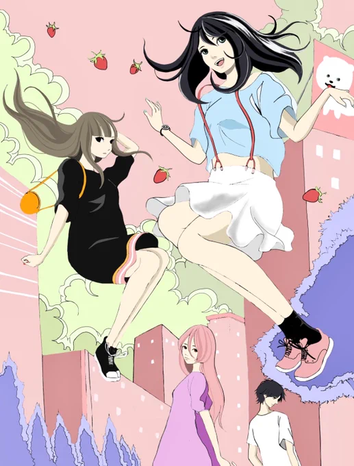 クルミサの世界左が去年の集合イラストで右が今年の集合イラスト#イラスト#illustration 