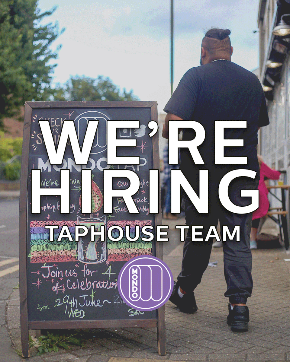 mondobrewing's tweet photo. WE'RE HIRING! We're looking for some cool cats to tend bar at the Mondo Tap House in Nine Elms.
If you love craft beer, people, and have similar experience drop your CV to us at the link in bio.
Cheers!
#londonjob #barjob #hospitalityjob https://t.co/ZE0aKE5f43