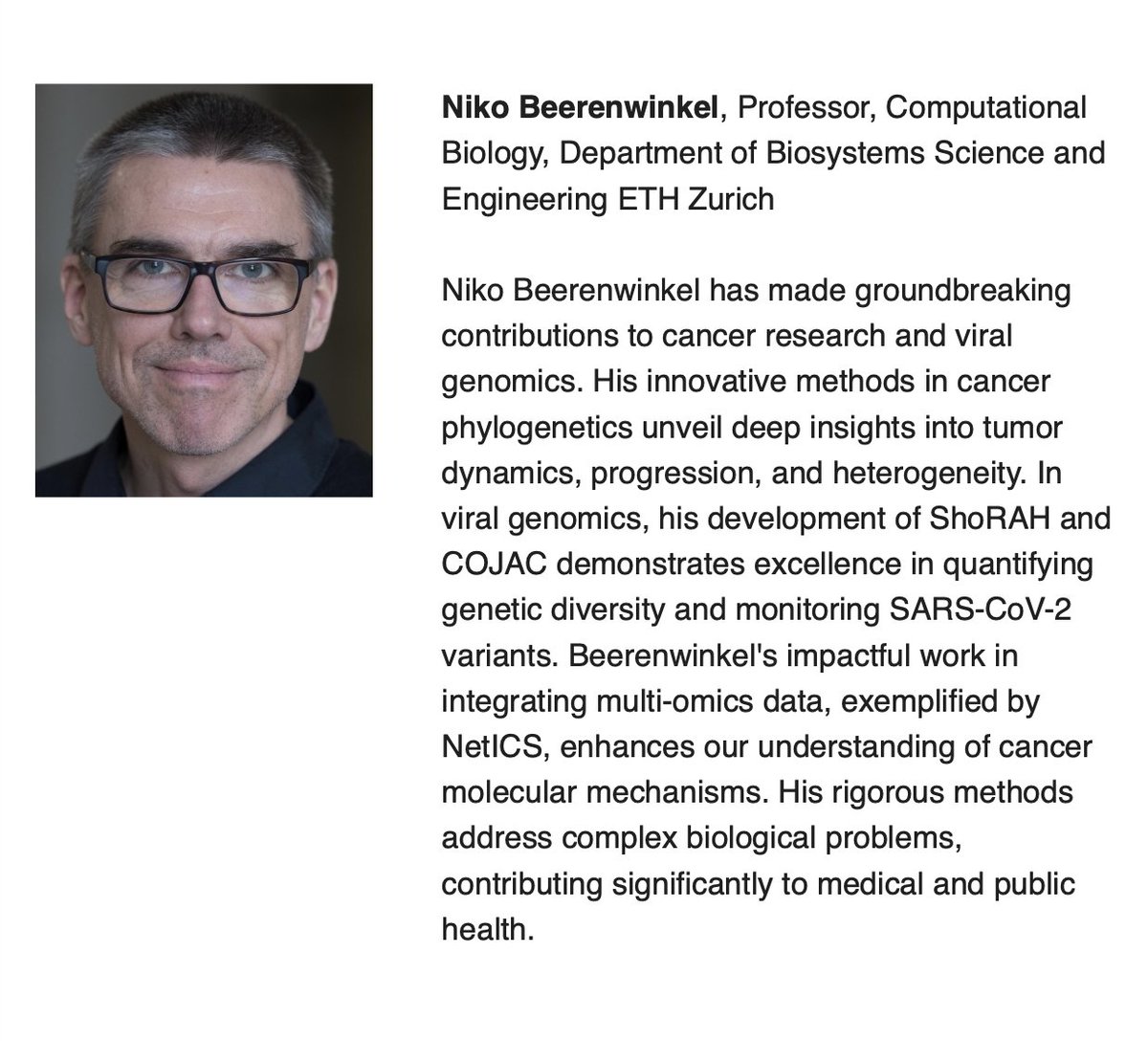 Congratulations to 2024 distinguished <a href="/iscb/">ISCB News</a> fellow Niko Beerenwinkel!
&gt; u.ethz.ch/1bk7E
<a href="/cbg_ethz/">CBG, ETH Zurich</a> <a href="/ETH_en/">ETH Zurich</a>