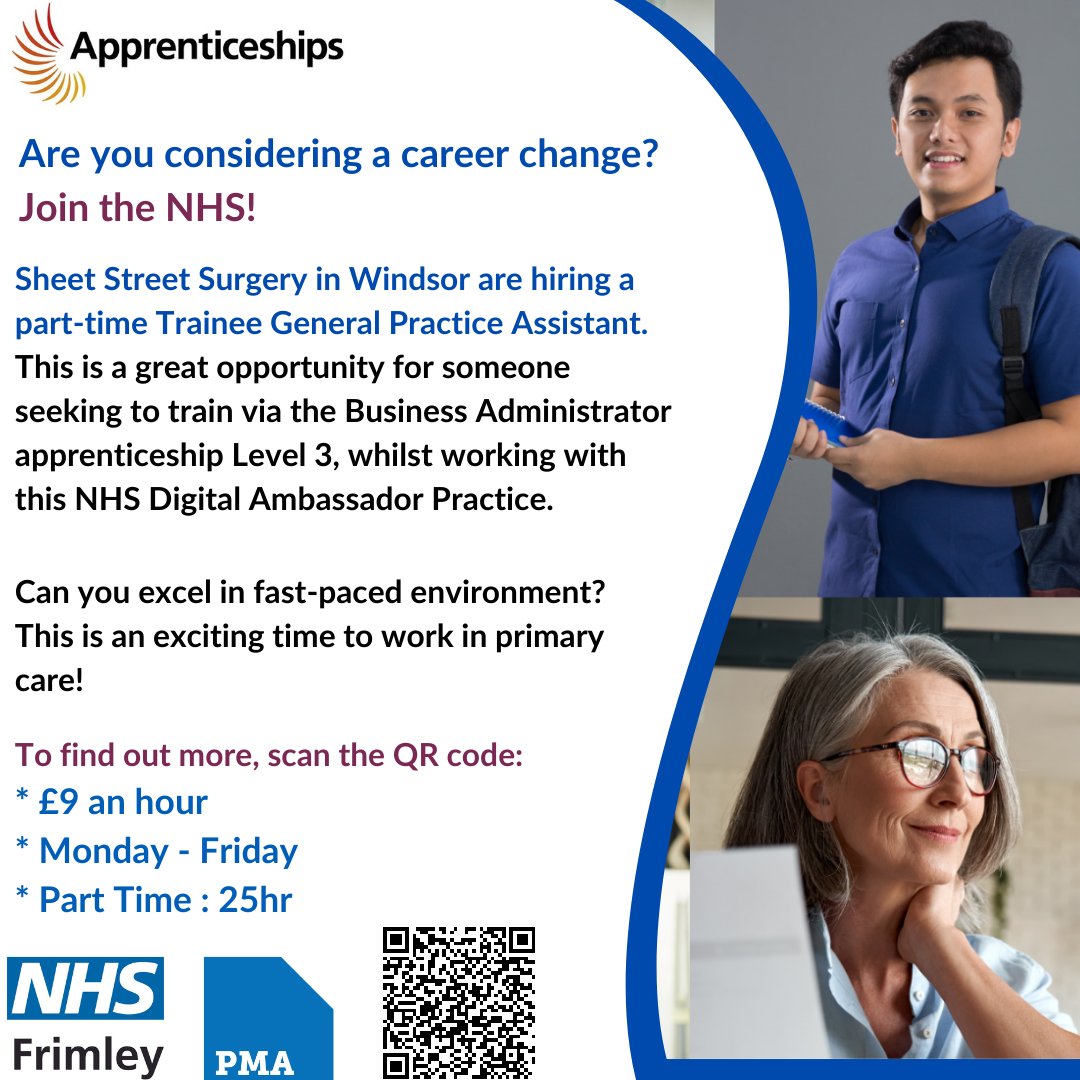 PMA (@pma_uk_) on Twitter photo Please share with anyone who may be interested!
<a href="/FaybeLane/">Fay Lane</a> <a href="/HASOEngland/">Healthcare Apprenticeships</a> @FrimleyHub <a href="/FrimleyHC/">FrimleyHealth&CareICS</a> <a href="/Frimley_CCG/">NHS Frimley CCG</a> <a href="/FHFT_LearningOD/">Frimley Health Learning and OD 💙</a> #PrimaryCare #Apprenticeships <a href="/JCPJobsPlusMore/">JCP Jobs Plus More</a> <a href="/JCPThamesValley/">JCP in Berkshire, Buckinghamshire and Oxfordshire</a> #NHSjobs #WindsorJobs <a href="/FHFTexcel/">Frimley Excellence</a> <a href="/NHSHEE_SEast/">NHSE Workforce, Training and Education – SE</a> <a href="/ExpressSeries/">SloughWindsorExpress</a> <a href="/GESmiff/">Grace E Smiff</a> <a href="/theapp_guide/">Apprenticeship Guide</a> Please share with anyone who may be interested!
<a href="/FaybeLane/">Fay Lane</a> <a href="/HASOEngland/">Healthcare Apprenticeships</a> @FrimleyHub <a href="/FrimleyHC/">FrimleyHealth&CareICS</a> <a href="/Frimley_CCG/">NHS Frimley CCG</a> <a href="/FHFT_LearningOD/">Frimley Health Learning and OD 💙</a> #PrimaryCare #Apprenticeships <a href="/JCPJobsPlusMore/">JCP Jobs Plus More</a> <a href="/JCPThamesValley/">JCP in Berkshire, Buckinghamshire and Oxfordshire</a> #NHSjobs #WindsorJobs <a href="/FHFTexcel/">Frimley Excellence</a> <a href="/NHSHEE_SEast/">NHSE Workforce, Training and Education – SE</a> <a href="/ExpressSeries/">SloughWindsorExpress</a> <a href="/GESmiff/">Grace E Smiff</a> <a href="/theapp_guide/">Apprenticeship Guide</a>